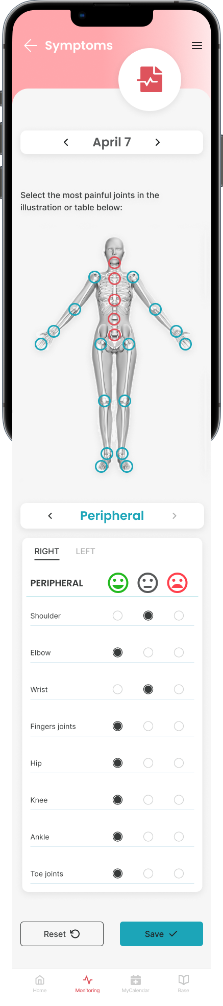 Rheumapp - Health monitoring - symptoms