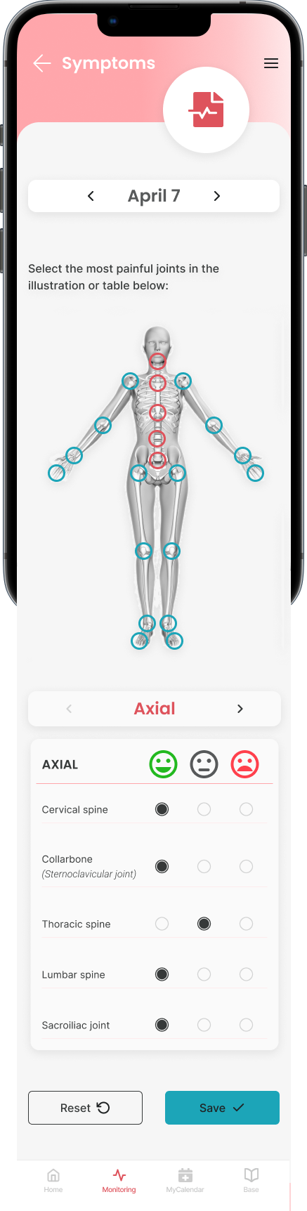 Rheumapp - Health monitoring - symptoms details