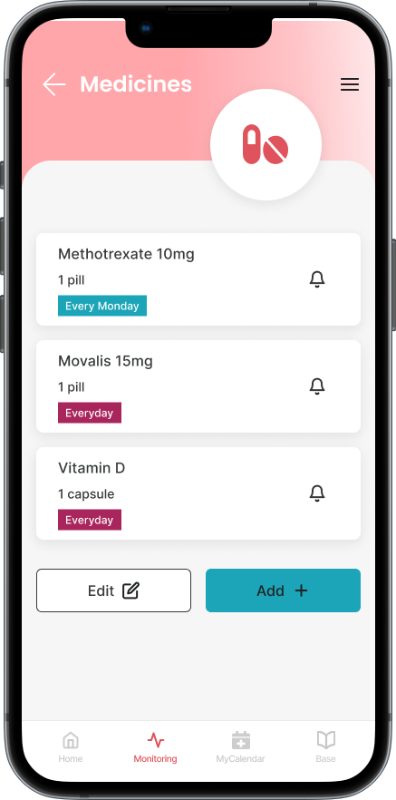 Rheumapp - Health monitoring - medication