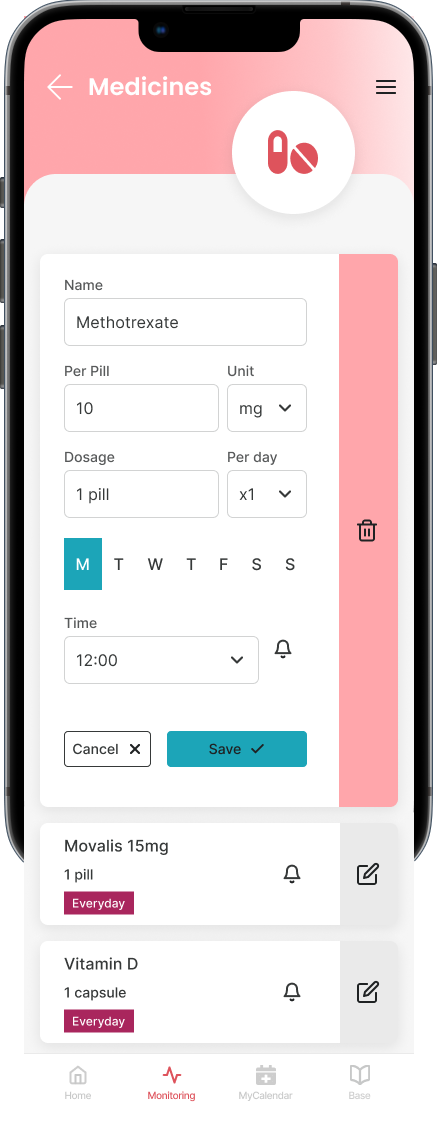 Rheumapp - Health monitoring - medication details