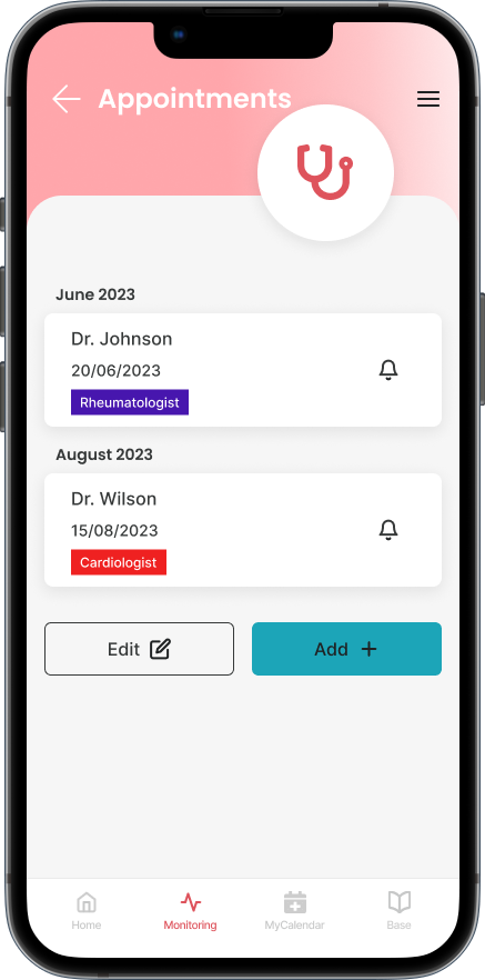 Rheumapp - Health monitoring - appointments